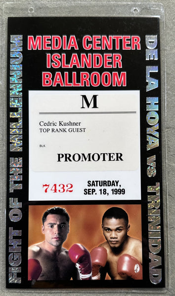 DE LA HOYA, OSCAR-FELIX TRINIDAD PROMOTER CREDENTIAL(1999-FOR CEDRIC KUSHNER)