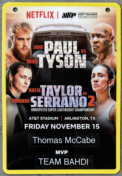 TYSON, MIKE-JAKE PAUL ON SITE ACTUAL FIGHT NIGHT CREDENTIAL (2024)