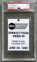 TYSON, MIKE-MICHAEL SPINKS WEIGH IN CREDENTIAL (1988-PSA/DNA NM 7)