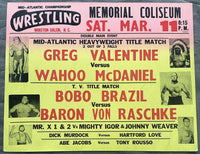 VALENTINE, GREG-WAHOO MCDANIEL & BOBO BRAZIL-BARON VON RASCHKE ON SITE POSTER (1978)