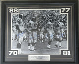 MINNESOTA VIKINGS SIGNED "PURPLE PEOPLE EATERS" LARGE FORMAT PHOTOGRAPH (ELLER, PAGE, LARSEN, MARSHALL-PSA/DNA)