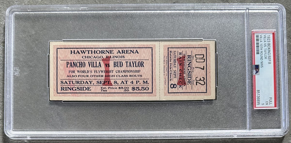 VILLA, PANCHO-BUD TAYLOR OFFICIAL FULL TICKET (1923-PSA/DNA EX 5)