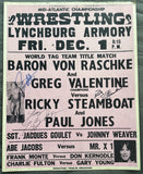 VALENTINE, GREG & BARON VON RASCHKE VS RICKY STEAMBOAT & PAUL JONES SIGNED ON SITE POSTER (1978)