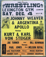 APOLLO, ARGENTINA & JOHNNY WEAVER VS KURT & KARL VON STEIGER ON SITE POSTER (1971)