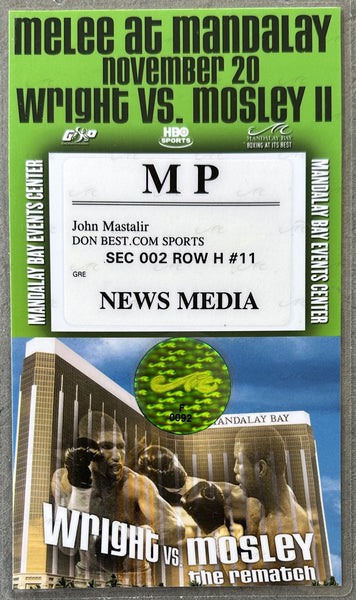 MOSLEY, SUGAR SHANE-WINKY WRIGHT II PRESS CREDENTIAL (2004)