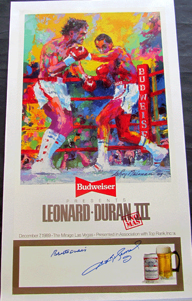 LEONARD, SUGAR RAY-ROBERTO DURAN III ORIGINAL POSTER (1989-SIGNED BY B ...