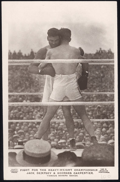 DEMPSEY, JACK-GEORGES CARPENTIER REAL PHOTO POSTCARD (1921-IN ACTION ...