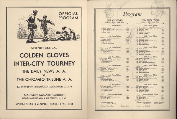 New York-chicago Intercity Golden Gloves Program (1934(bettina, Zale 