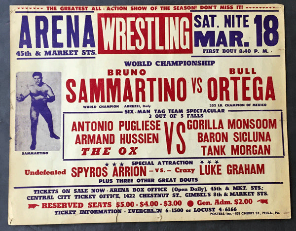 SAMMARTINO, BRUNO-BULL ORTEGA ON SITE POSTER (1967) – JO Sports Inc.