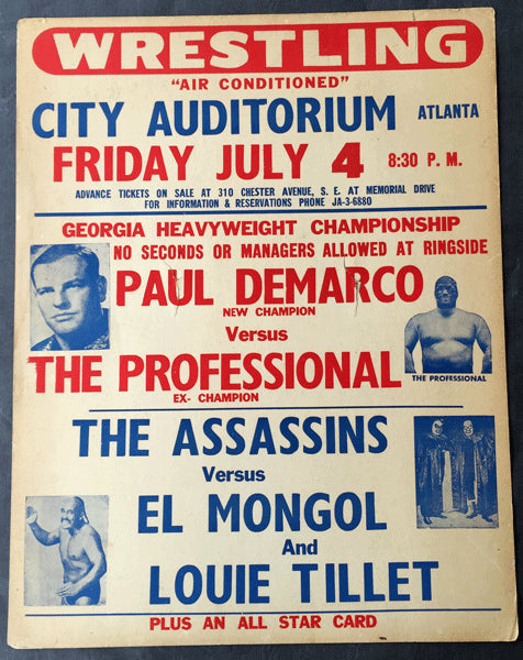 DEMARCO, PAUL-THE PROFESSIONAL WRESTLING ON SITE POSTER (1969) – JO ...